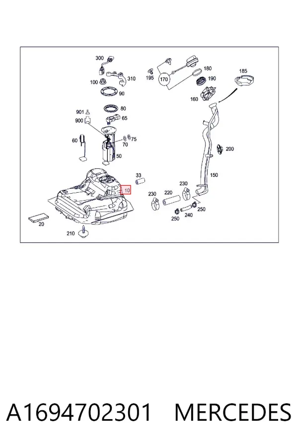Tanque de combustível A1694702301 Mercedes