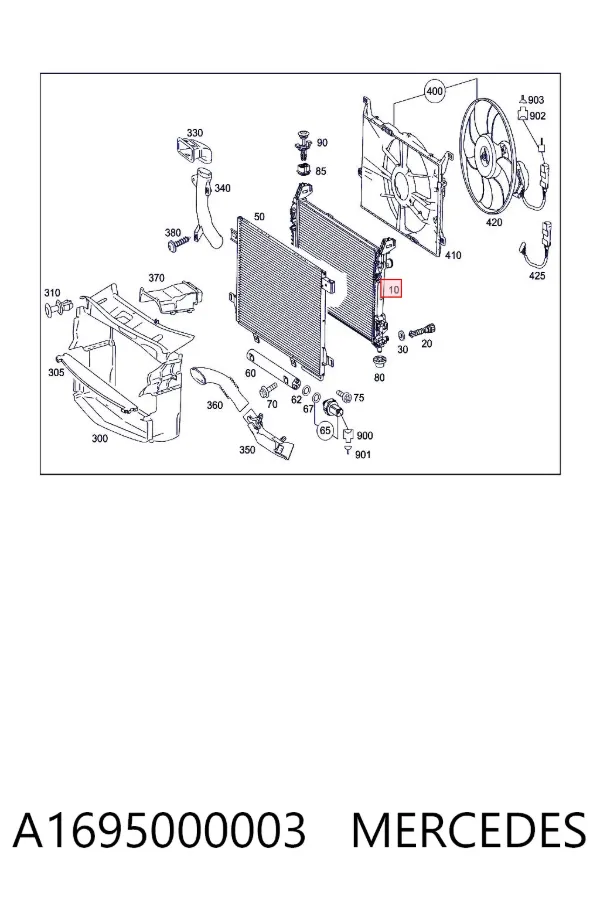 Radiador de esfriamento de motor A1695000003 Mercedes
