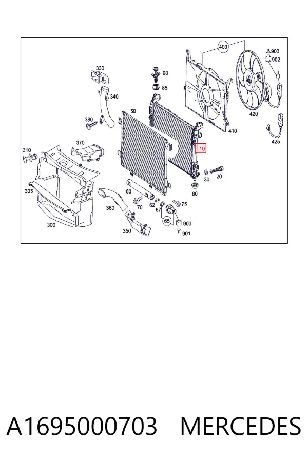 Radiador de esfriamento de motor A1695000703 Mercedes