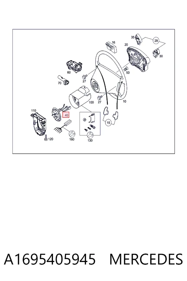 Anel AIRBAG de contato, cabo plano do volante A1695405945 Mercedes