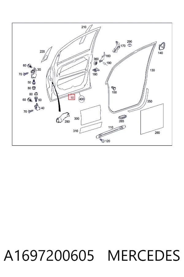 Porta dianteira direita A1697200605 Mercedes