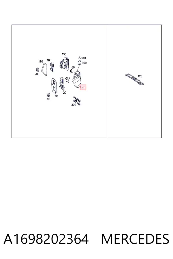 Lanterna traseira esquerda externa A1698202364 Mercedes
