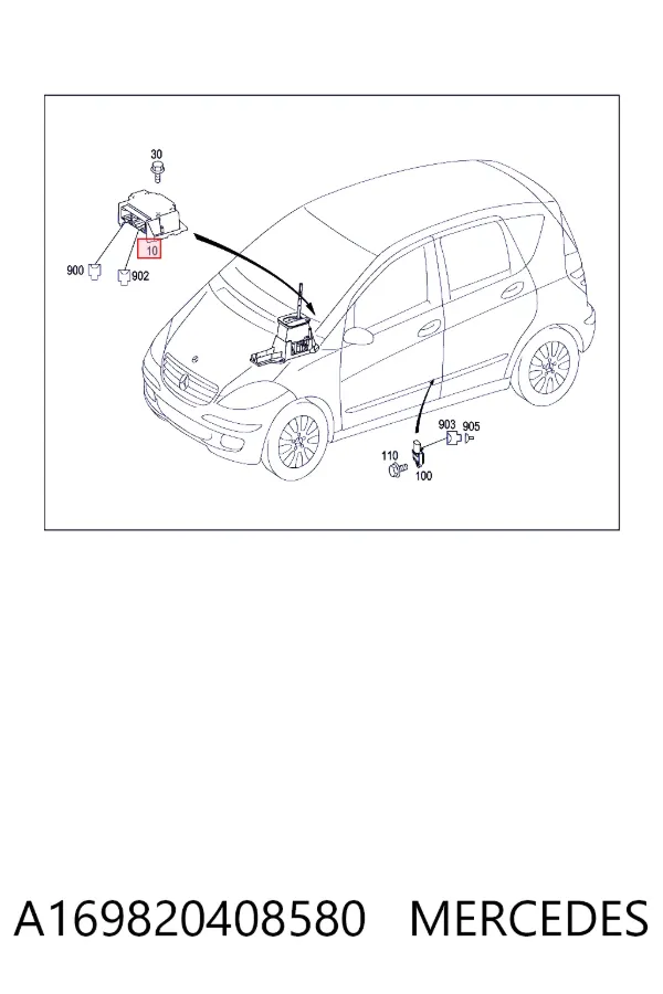 Módulo processador de controlo da bolsa de ar (Centralina eletrônica AIRBAG) A169820408580 Mercedes
