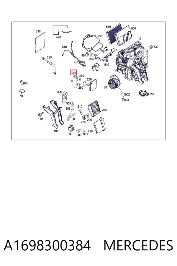 Válvula TRV de aparelho de ar condicionado A1698300384 Mercedes