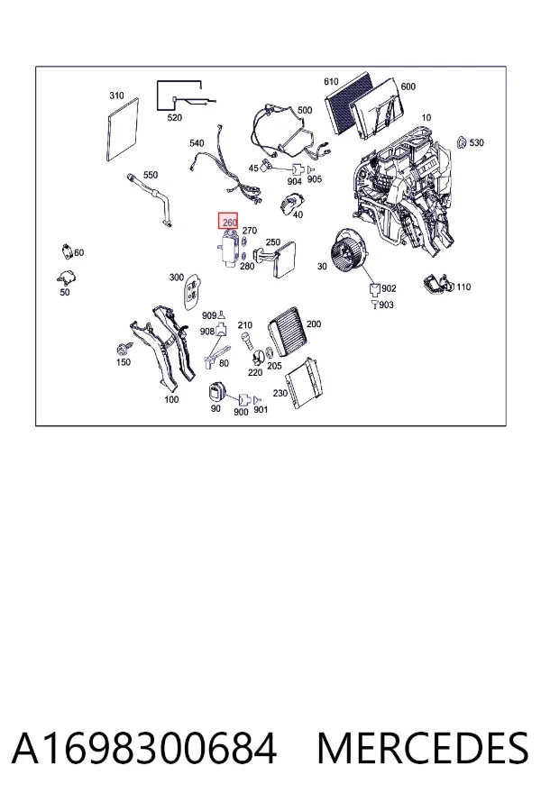 Válvula TRV de aparelho de ar condicionado A1698300684 Mercedes