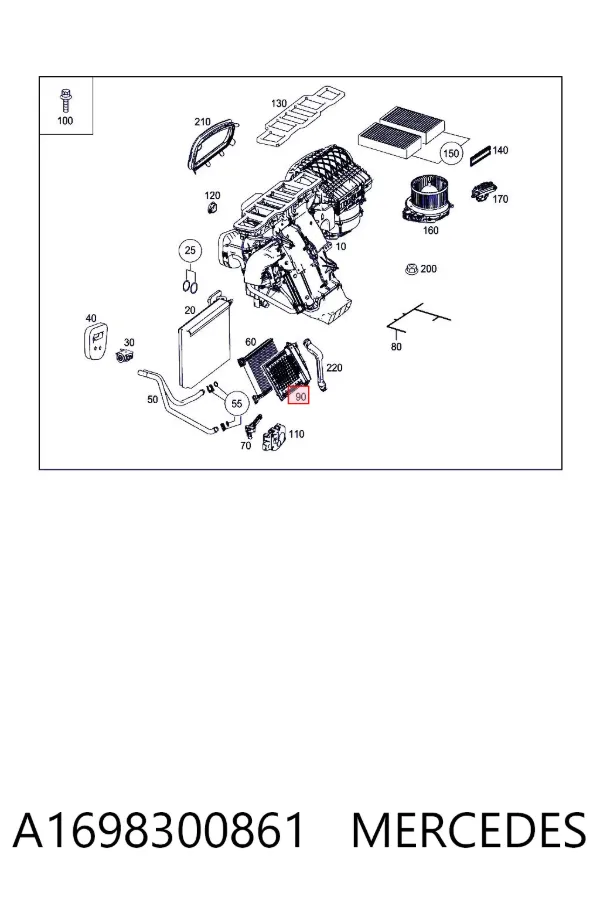 Aquecedor elétrico de ar do sistema de calefacção de salão A1698300861 Mercedes