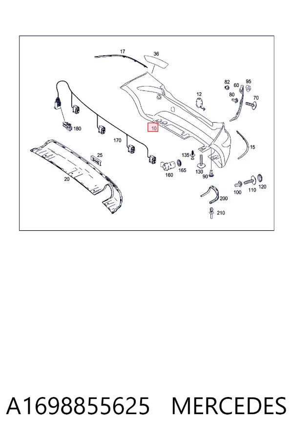 Pára-choque traseiro A1698855625 Mercedes