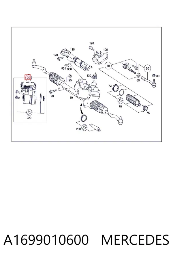 Unidade de controlo de reforçador elétrico do volante A1699010600 Mercedes