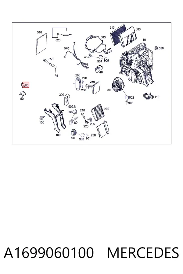 Motor de comporta de recirculação de ar A1699060100 Mercedes