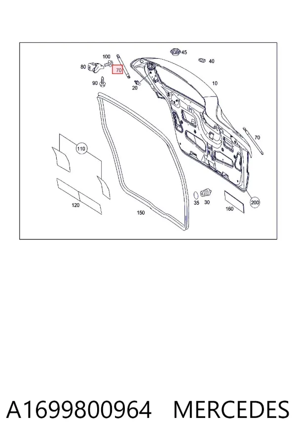Amortecedor de tampa de porta-malas (de 3ª/5ª porta traseira) A1699800964 Mercedes