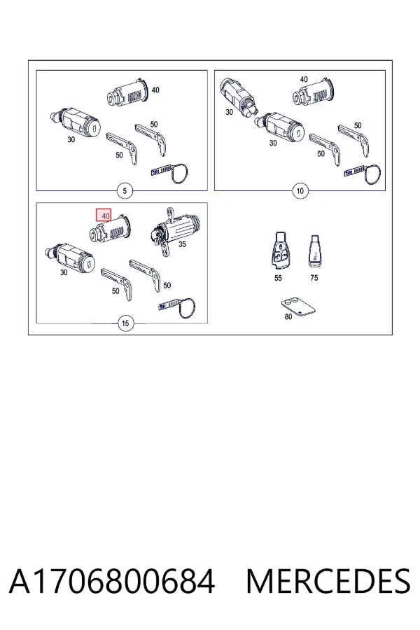 Fecho da caixa para luvas A1706800684 Mercedes