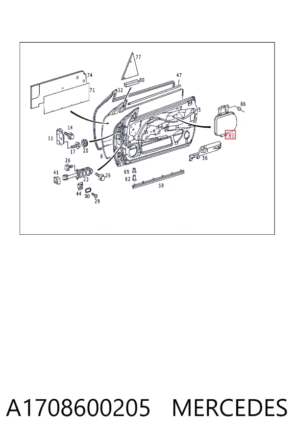 Cinto de segurança (AIRBAG) da porta dianteira direita A1708600205 Mercedes