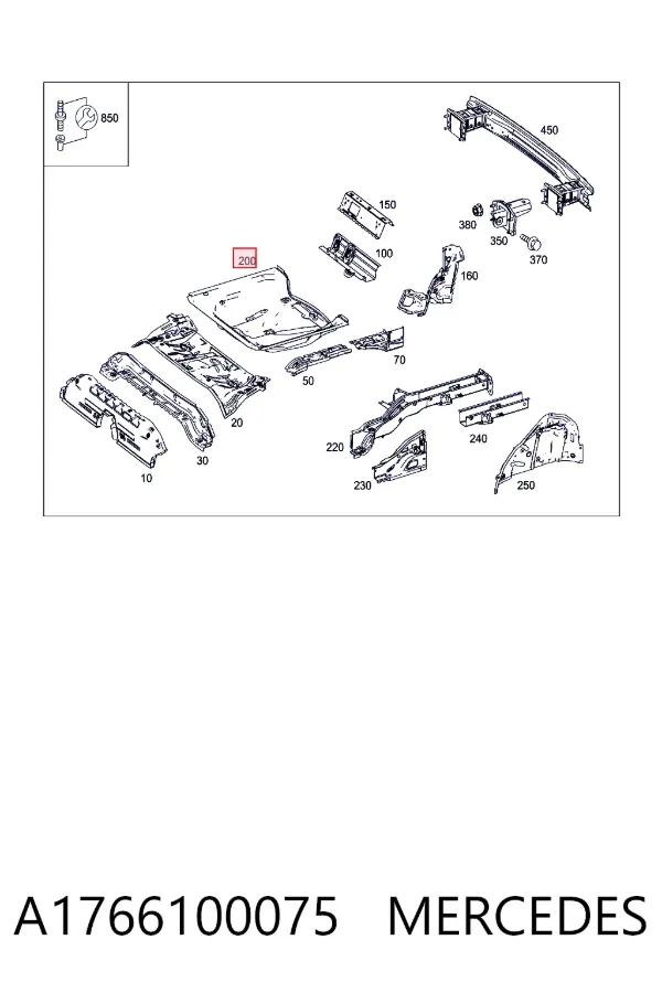 Fundo de porta-malas (nicho da roda de recambio) A1766100075 Mercedes