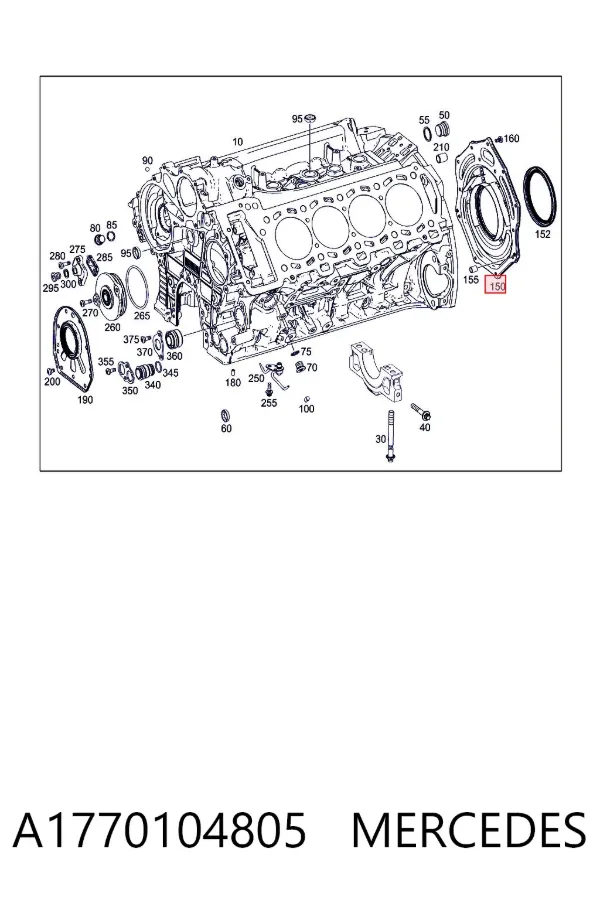 Vedação traseira de cambota de motor A1770104805 Mercedes