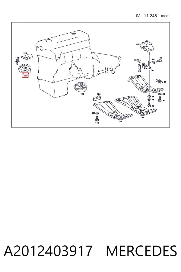 Coxim (suporte) esquerdo/direito de motor A2012403917 Mercedes