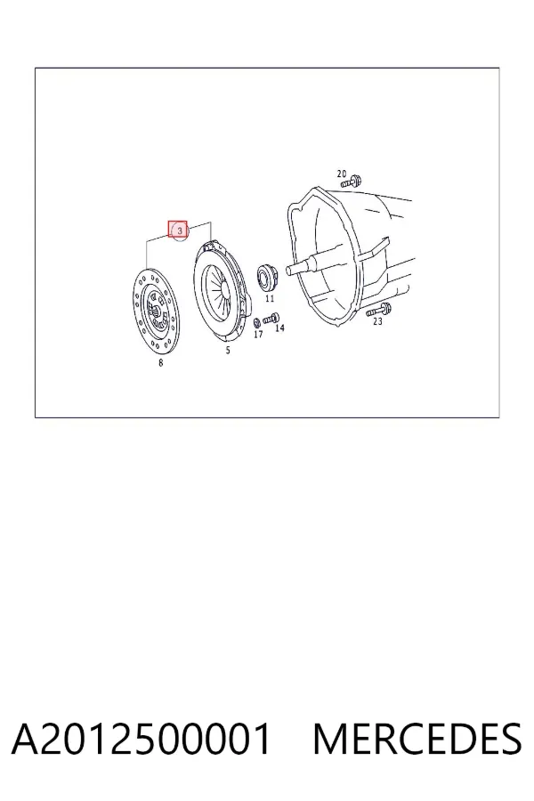 Kit de embraiagem (3 peças) A2012500001 Mercedes