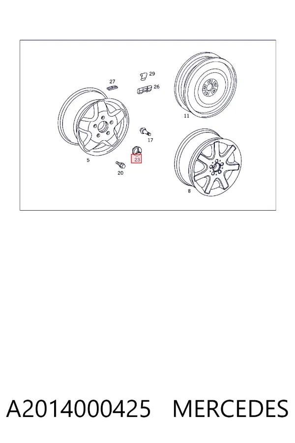 Coberta de disco de roda A2014000425 Mercedes