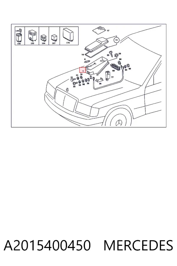 Unidade de dispositivos de segurança A2015400450 Mercedes