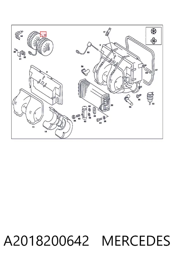 Motor de ventilador de forno (de aquecedor de salão) A2018200642 Mercedes