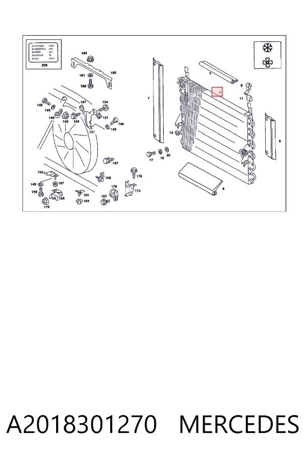 Radiador de aparelho de ar condicionado A2018301270 Mercedes
