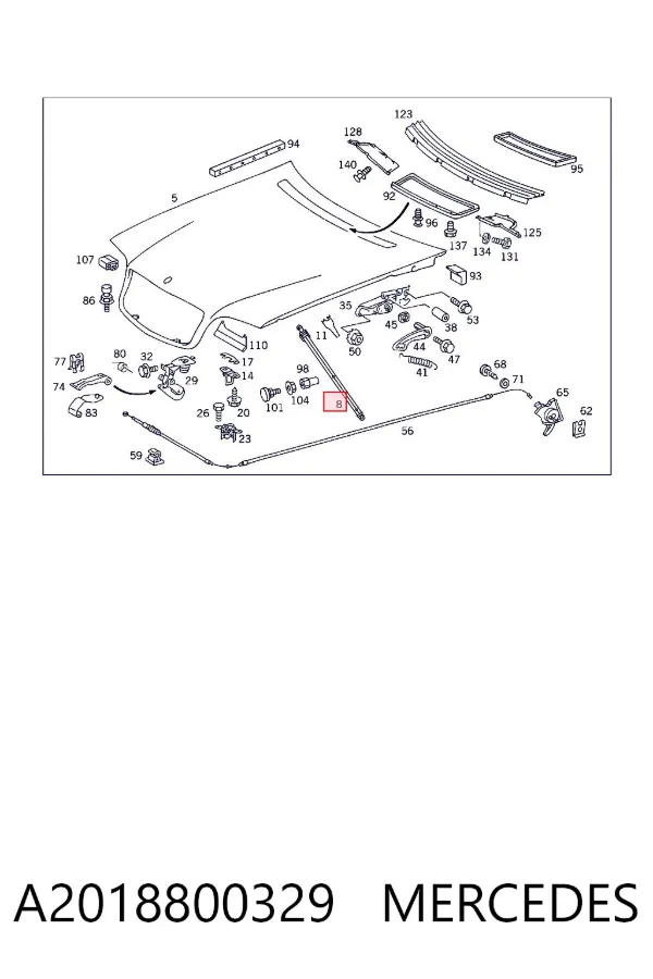 Amortecedor da capota esquerdo A2018800329 Mercedes