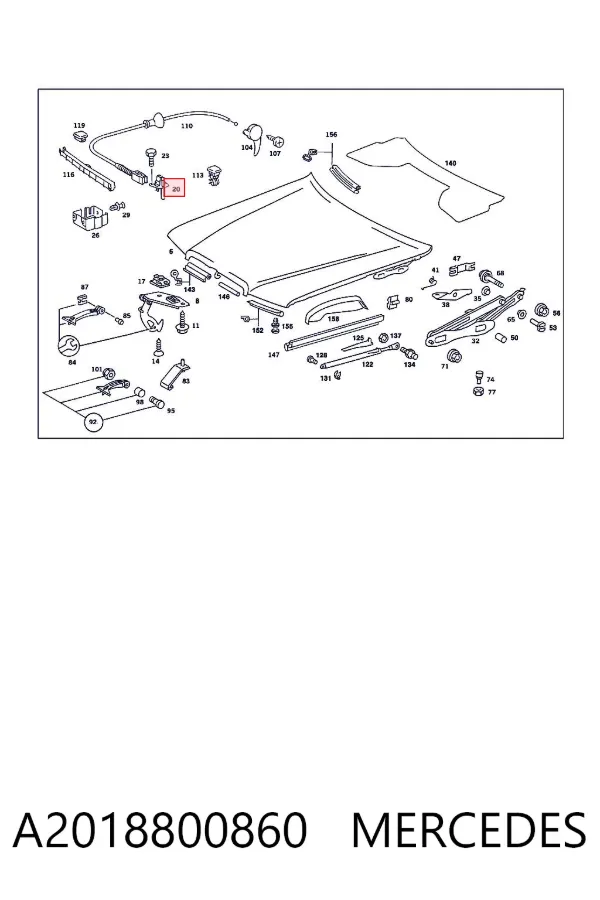 Fecho da capota A2018800860 Mercedes