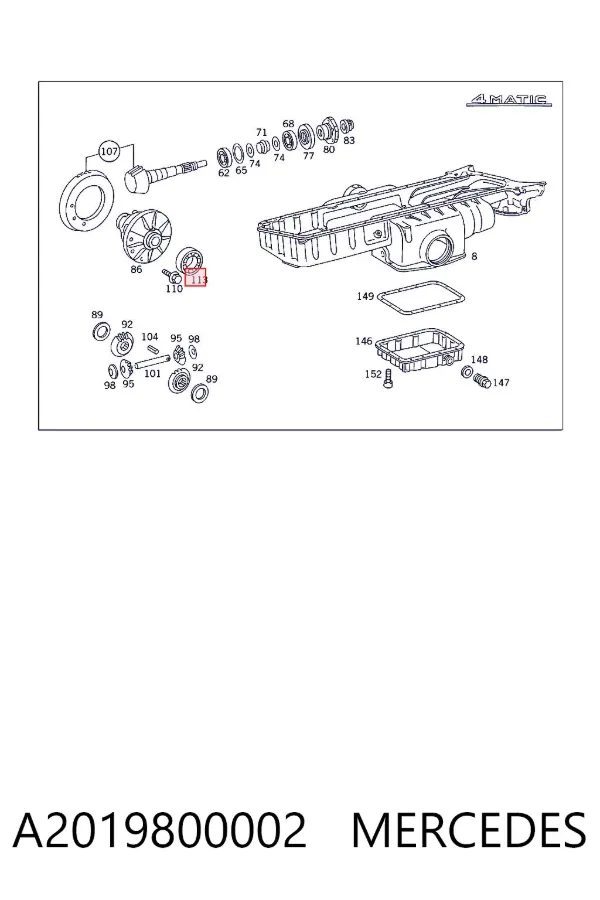 Rolamento de diferencial do eixo traseiro A2019800002 Mercedes
