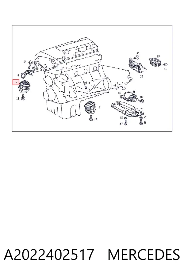 Coxim (suporte) esquerdo de motor A2022402517 Mercedes