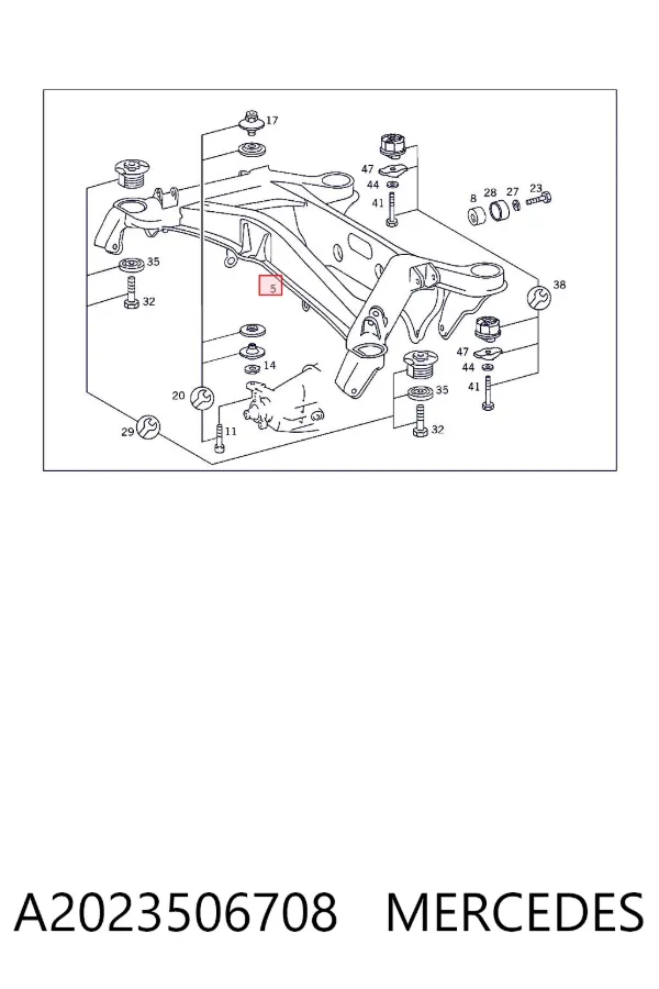 Viga de suspensão traseira (plataforma veicular) A2023506708 Mercedes