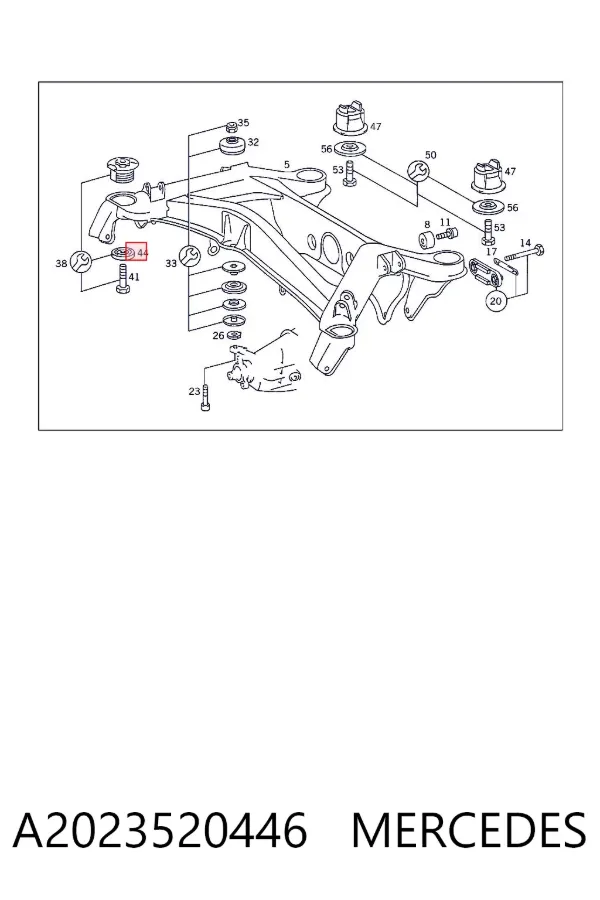 Bloco silencioso de viga traseira (de plataforma veicular) A2023520446 Mercedes