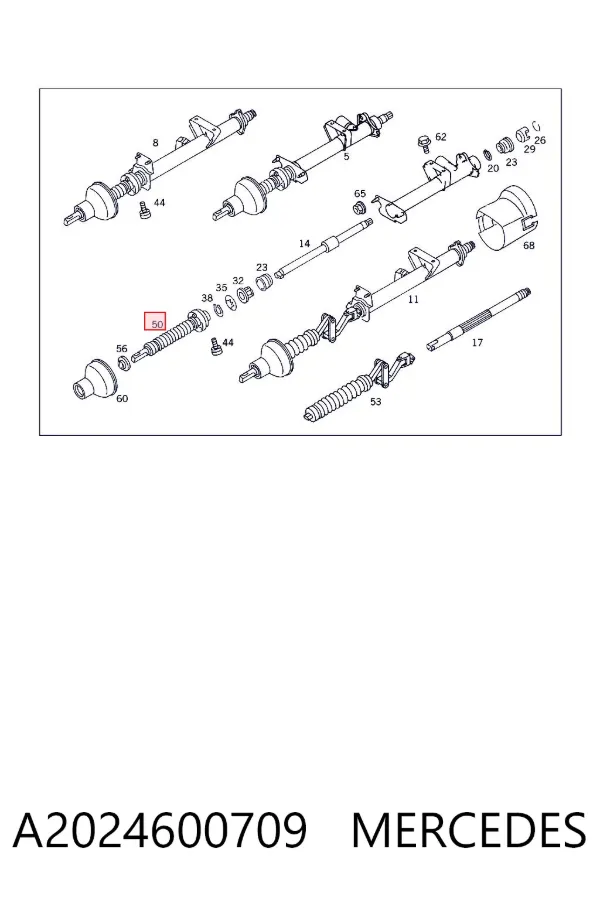 Veio da coluna de direção inferior A2024600709 Mercedes
