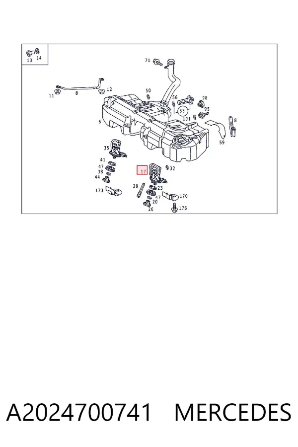 Módulo de bomba de combustível com sensor do nível de combustível A2024700741 Mercedes