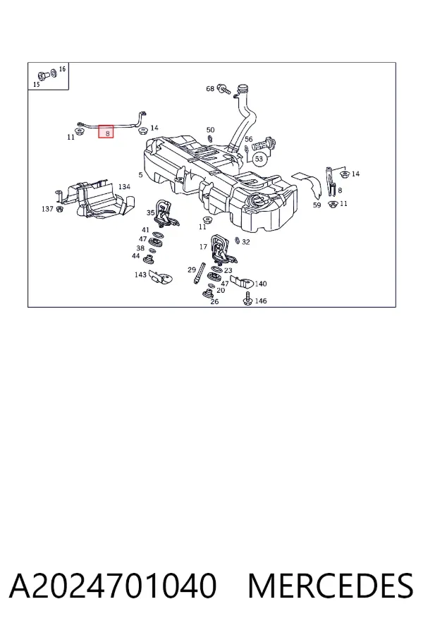 Consola de tanque de combustível A2024701040 Mercedes