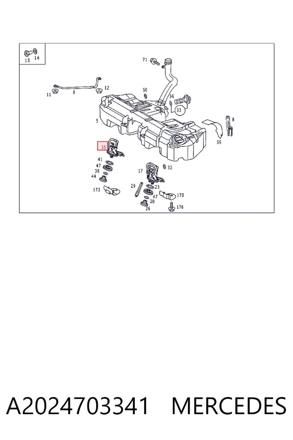 Sensor direito do nível de combustível no tanque A2024703341 Mercedes