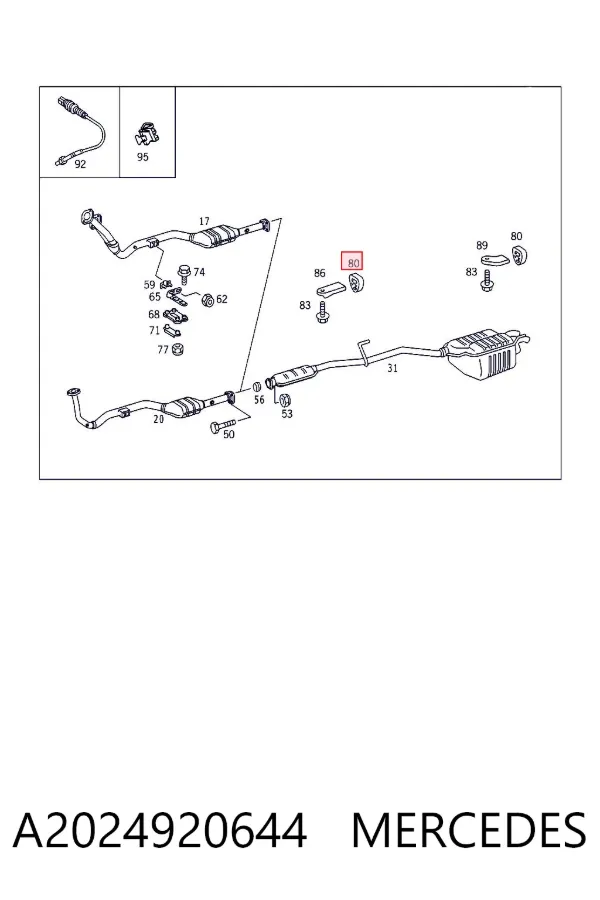 Coxim de fixação do silenciador A2024920644 Mercedes