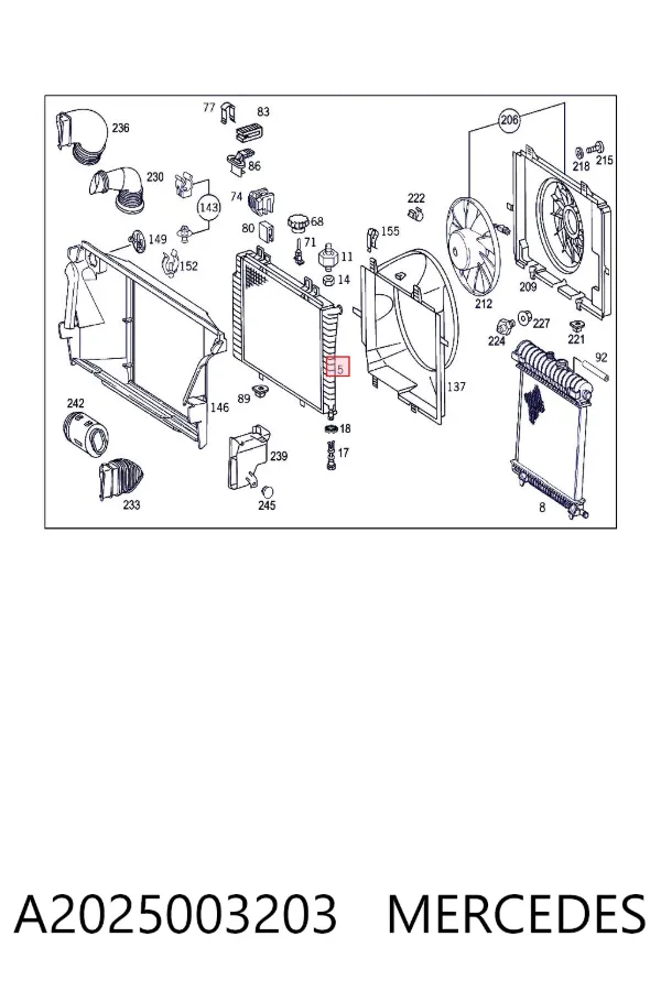 Radiador de esfriamento de motor A2025003203 Mercedes