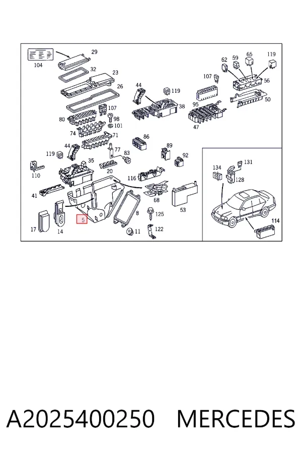 Unidade de dispositivos de segurança A2025400250 Mercedes