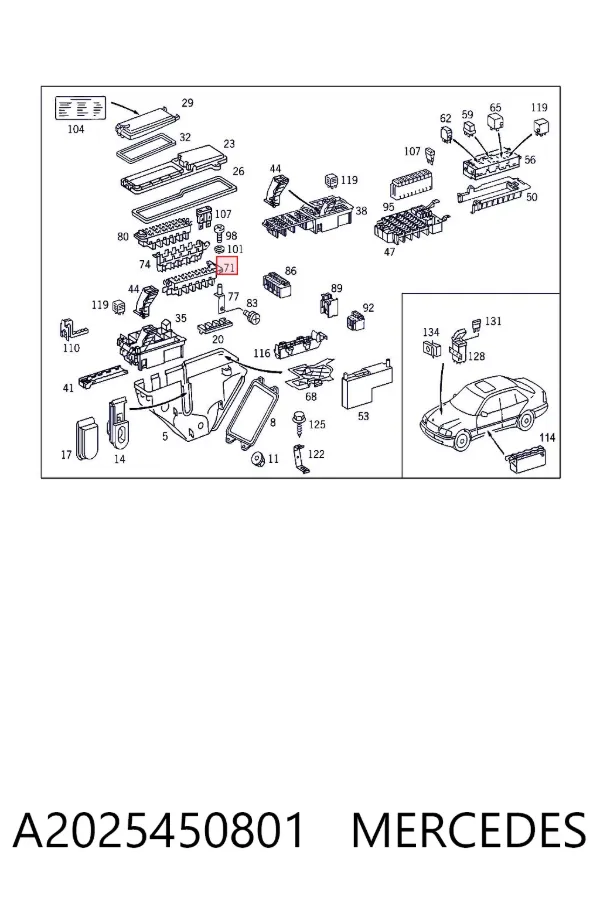 Unidade de dispositivos de segurança A2025450801 Mercedes