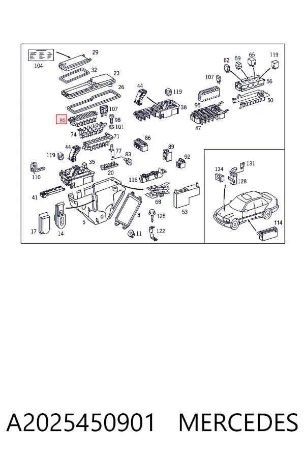 Unidade de dispositivos de segurança A2025450901 Mercedes
