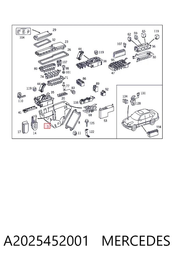 Unidade de dispositivos de segurança A2025452001 Mercedes