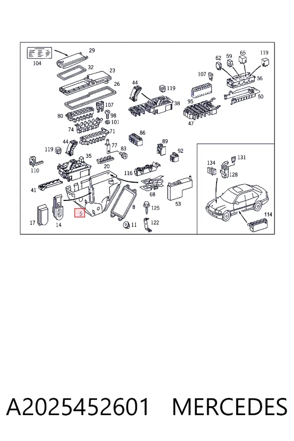 Unidade de dispositivos de segurança A2025452601 Mercedes