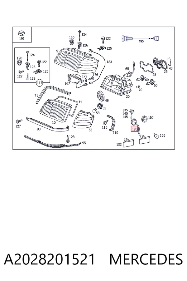Luz intermitente no pára-lama A2028201521 Mercedes