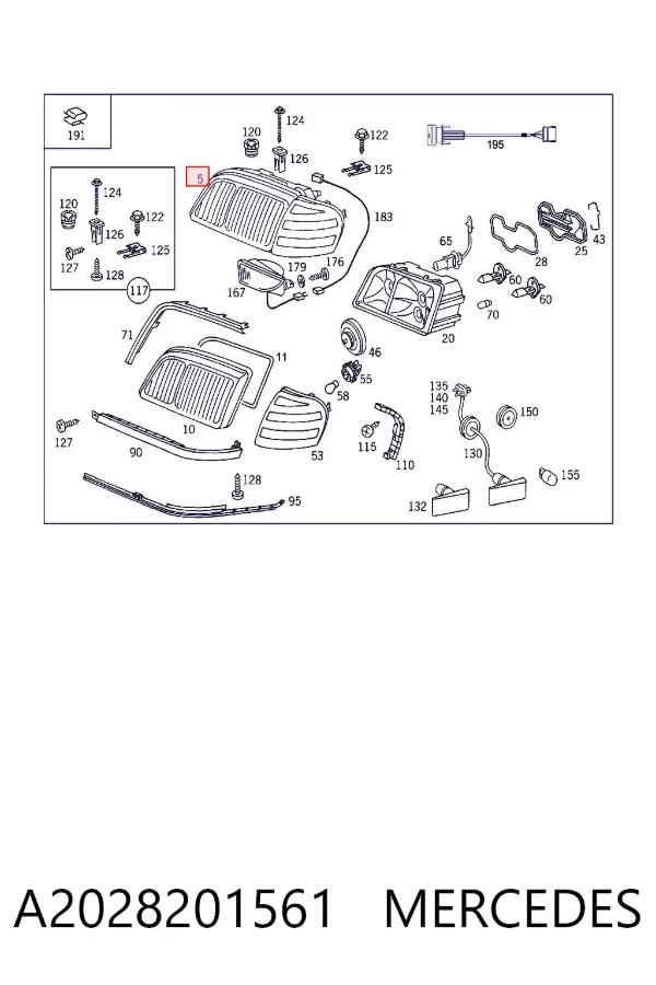 Luz esquerda A2028201561 Mercedes