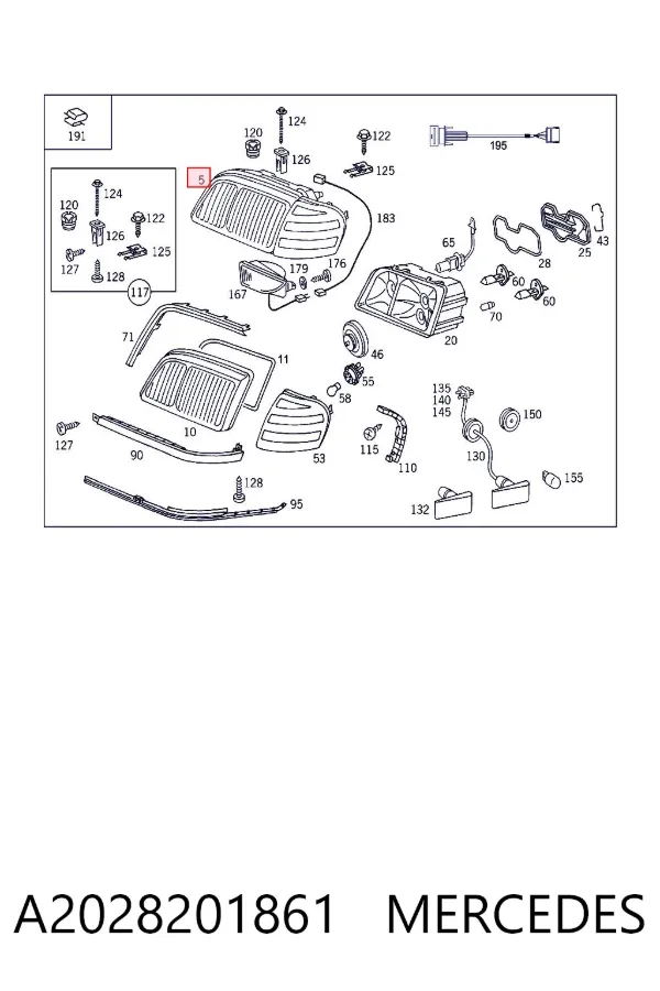 Luz direita A2028201861 Mercedes