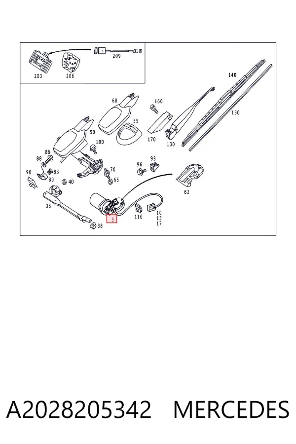 Motor de limpador pára-brisas do pára-brisas A2028205342 Mercedes