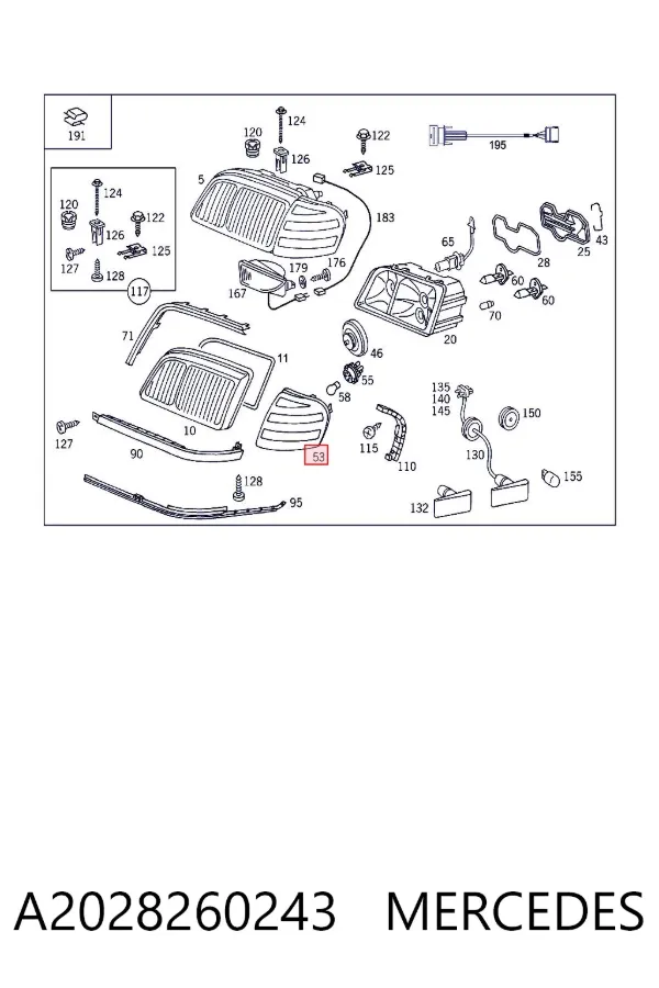Pisca-pisca direito A2028260243 Mercedes