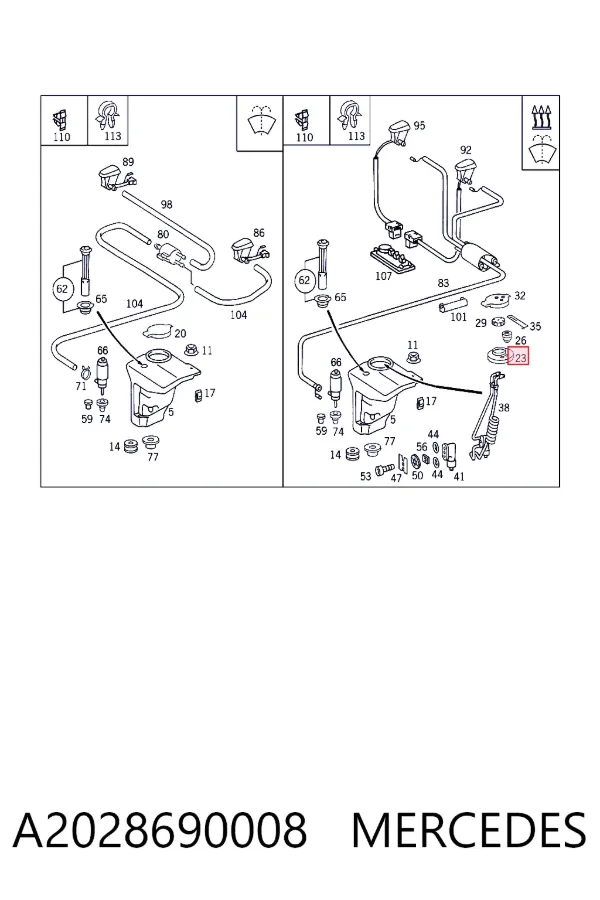 Tampa de tanque de fluido para lavador A2028690008 Mercedes