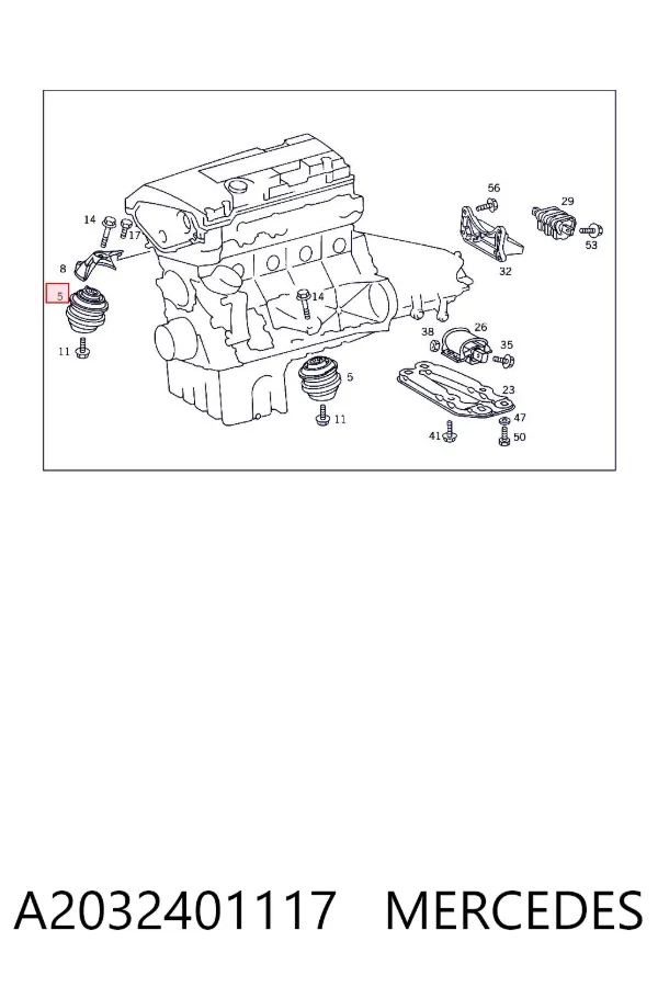 Coxim (suporte) direito de motor A2032401117 Mercedes