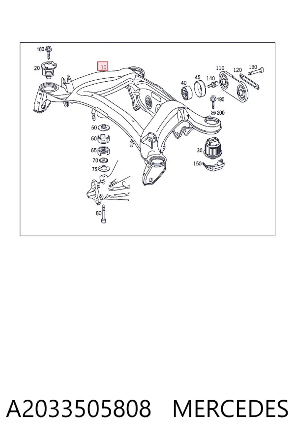 Viga de suspensão traseira (plataforma veicular) A2033505808 Mercedes