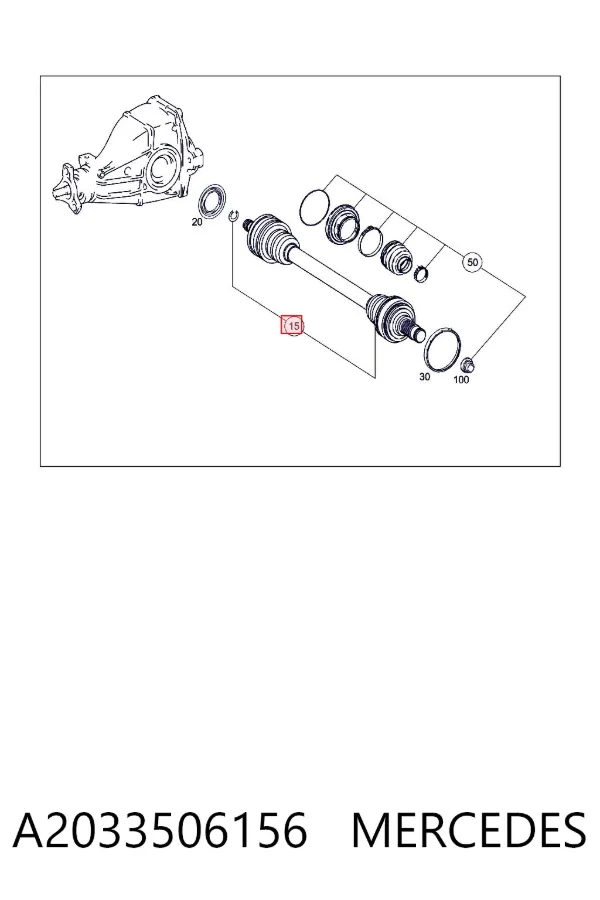 Semieixo traseiro A2033506156 Mercedes